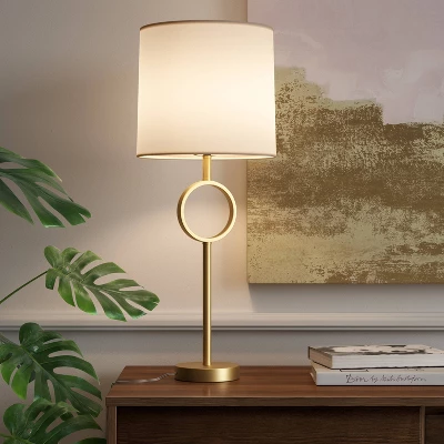 Large Metal Ring Table Lamp (Includes LED Light Bulb) Brass - Threshold™ 2 Large Metal Ring Table Lamp (Includes LED Light Bulb) Brass - Threshold™ - Image 2