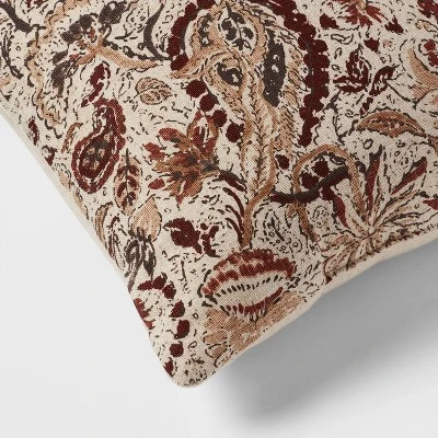 18"x18" Traditional Paisley Square Decorative Pillow Beige/Brown - Threshold™ 3 18"x18" Traditional Paisley Square Decorative Pillow Beige/Brown - Threshold™ - Image 3