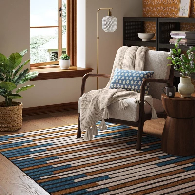 Striped Area Rug Turquoise/Yellow - Threshold™ 1 Striped Area Rug Turquoise/Yellow - Threshold™