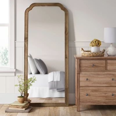 30" X 70" Oversize Leaner French Country Wood Mirror Natural - Threshold™ 1 30" X 70" Oversize Leaner French Country Wood Mirror Natural - Threshold™