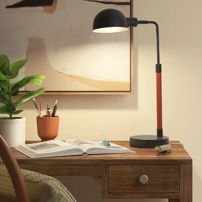 Pharmacy Task Lamp With Faux Leather Wrap Black (Includes LED Light Bulb) - Threshold™ 2 Pharmacy Task Lamp With Faux Leather Wrap Black (Includes LED Light Bulb) - Threshold™ - Image 2