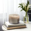 14oz Lidded Gray Glass Jar Crackling Wooden 3-Wick Candle With Paper Label Coconut And Honey  - Threshold™