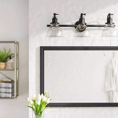 3-Light Industrial Glass Chandelier Matte Black - Threshold™ 2 3-Light Industrial Glass Chandelier Matte Black - Threshold™ - Image 2