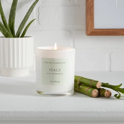 Wood Lidded Glass Wellness Peace Candle - Threshold™ 1 Wood Lidded Glass Wellness Peace Candle - Threshold™
