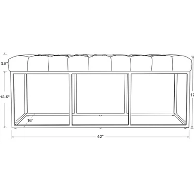Trubeck Tufted Metal Base Bench Faux Leather Brown - Threshold™ 4 Trubeck Tufted Metal Base Bench Faux Leather Brown - Threshold™ - Image 4