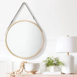 26" Wood Mirror With Pleather Strap Hanger - Threshold™ Designed With Studio McGee -Threshold Home Outlet Store GUEST d09c0998 ed36 4998 b828 cbc40cbee6da