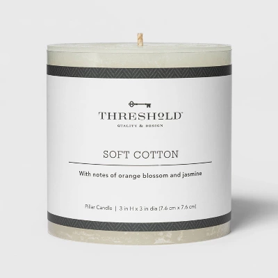 Pillar Candle Soft Cotton White - Threshold™ 3 Pillar Candle Soft Cotton White - Threshold™ - Image 3