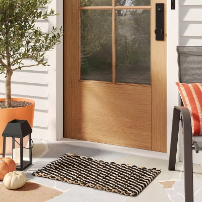 1'6"x2'6" Rope Braided Basket Weave Doormat Black/Brown/Cream - Threshold™ 1 1'6"x2'6" Rope Braided Basket Weave Doormat Black/Brown/Cream - Threshold™