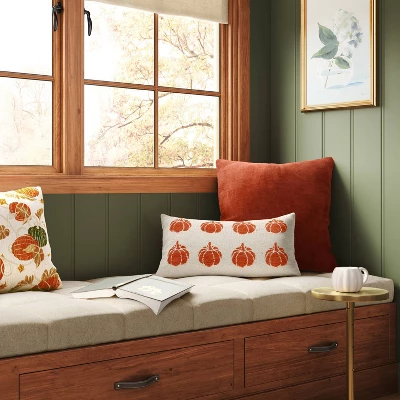 Oversized Woven Pumpkin Lumbar Throw Pillow - Threshold™ 1 Oversized Woven Pumpkin Lumbar Throw Pillow - Threshold™