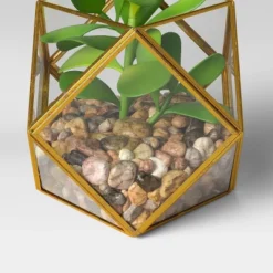 5" X 4" Artificial Succulent Plant With Brass Terrarium - Threshold™ -Threshold Home Outlet Store GUEST e581f30b 3349 4561 94cd 4b256f51db66
