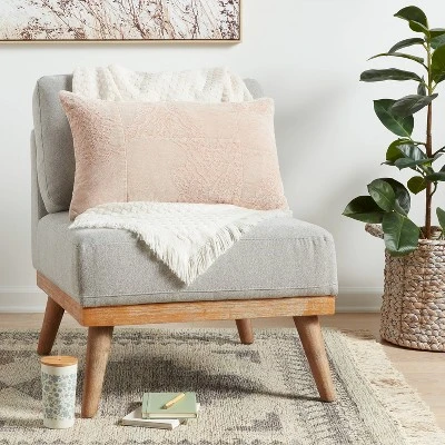Oversized Washed Pieced Chenille Lumbar Throw Pillow - Threshold™ 1 Oversized Washed Pieced Chenille Lumbar Throw Pillow - Threshold™