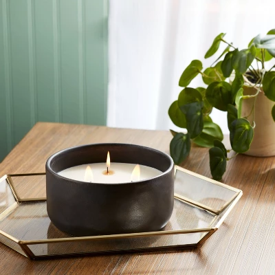 16oz Blackened Bowl Ceramic With Multi Woodwick And Dustcover Warm Cider + Cinnamon Candle Black - Threshold™ 1 16oz Blackened Bowl Ceramic With Multi Woodwick And Dustcover Warm Cider + Cinnamon Candle Black - Threshold™