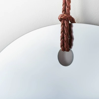 24" Frameless Mirror With Braided Leather Hanging Strap - Threshold™ Designed With Studio McGee 2 24" Frameless Mirror With Braided Leather Hanging Strap - Threshold™ Designed With Studio McGee - Image 2