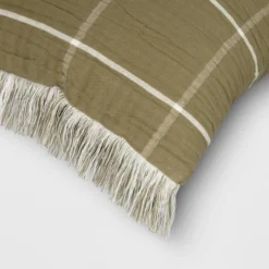 Oversized Cotton Gauze Grid Lumbar Throw Pillow Olive Green - Threshold™ -Threshold Home Outlet Store GUEST ece980f7 5377 40de bc2f d931b57617cf