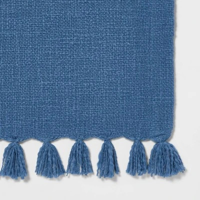 72" X 14" Cotton Textured Table Runner Blue - Threshold™ 2 72" X 14" Cotton Textured Table Runner Blue - Threshold™ - Image 2