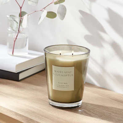 Colored Vase Glass With Dustcover Watermint And Eucalyptus Candle Green - Threshold™ 1 Colored Vase Glass With Dustcover Watermint And Eucalyptus Candle Green - Threshold™