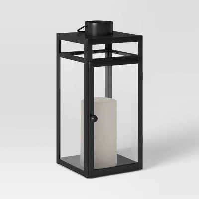 24" X 8" Decorative Metal Lantern Candle Holder Black - Threshold™ 3 24" X 8" Decorative Metal Lantern Candle Holder Black - Threshold™ - Image 3