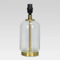 Bubble Glass With Brass Detail Small Lamp Base Clear - Threshold™