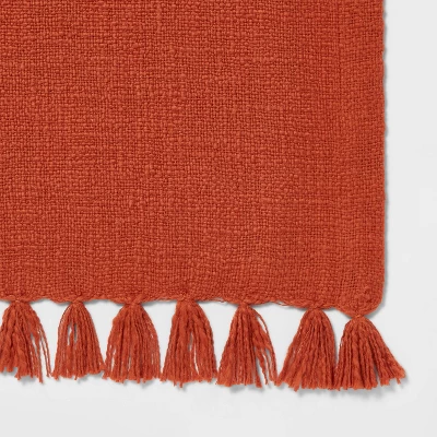 90" X 20" Cotton Textured Table Runner Dark Orange - Threshold™ 2 90" X 20" Cotton Textured Table Runner Dark Orange - Threshold™ - Image 2