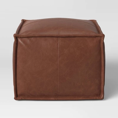 Earl Faux Leather French Seam Ottoman - Threshold™ 3 Earl Faux Leather French Seam Ottoman - Threshold™ - Image 3